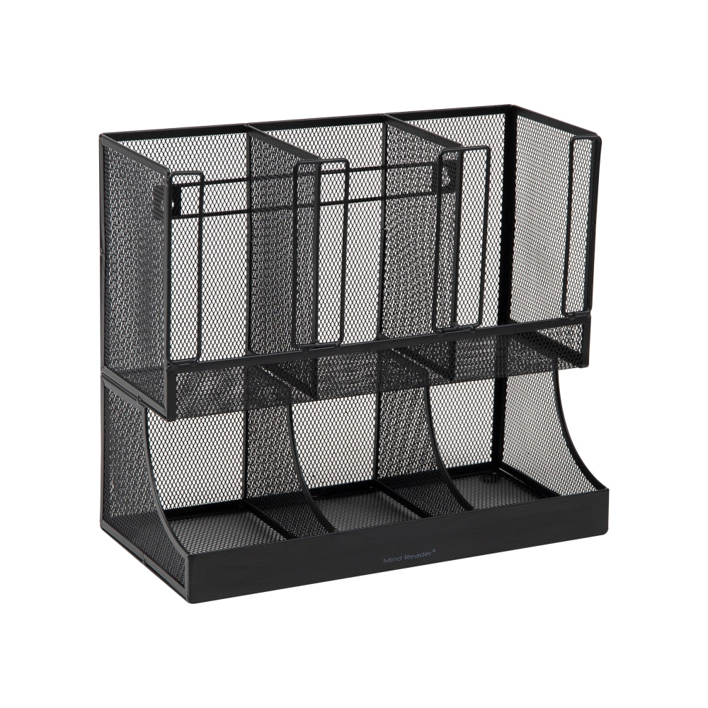 Mind Reader Network Collection 2Tier 6 Compartment Coffee Cup and Condiment Organizer, 11-1/4inH x 6-129/20inW x 13inD, Black