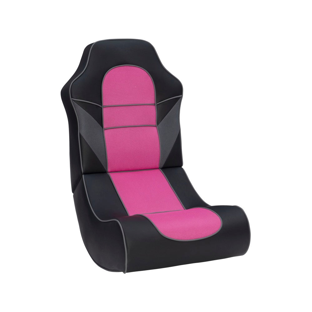 Linon Chatham Rocking Ergonomic Faux Leather High-Back Gaming Chair, Black/Pink