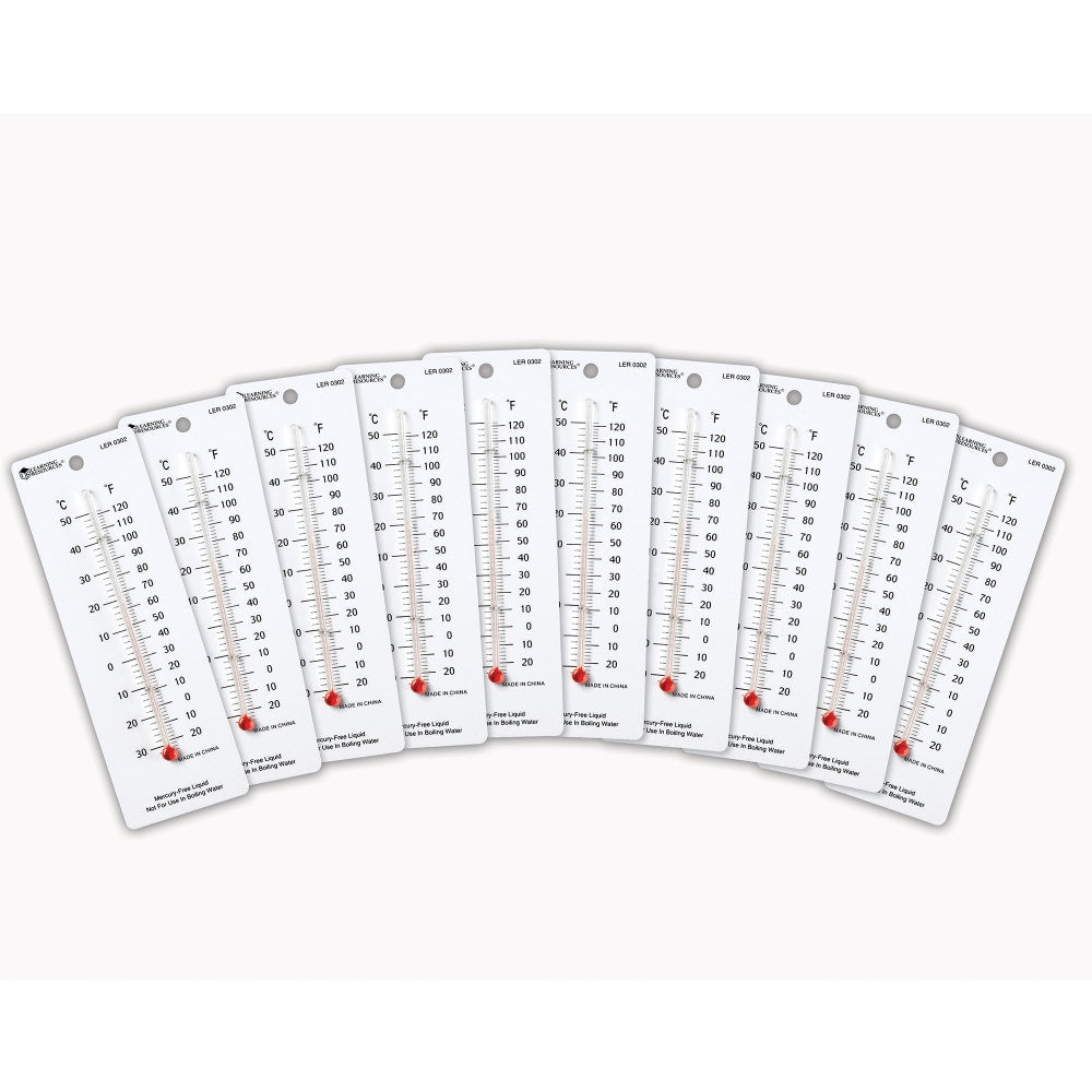 Learning Resources Student Thermometers, Grades 3-12, Pack Of 10