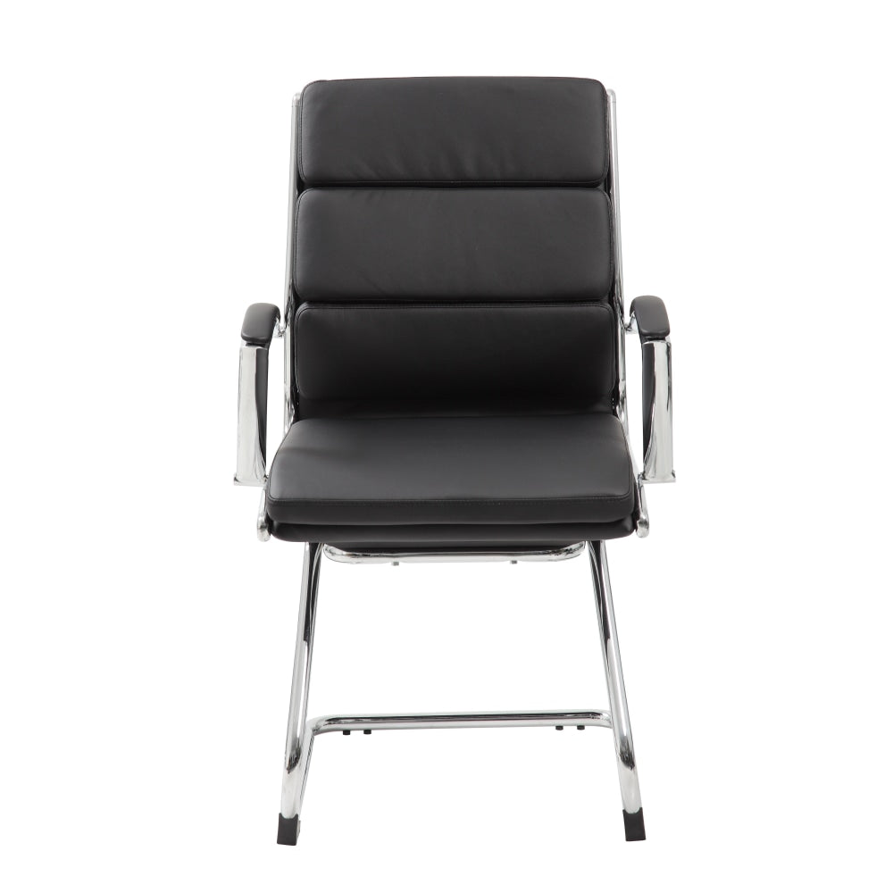 Boss Office Products CaressoftPlus Guest Chair, Black/Chrome