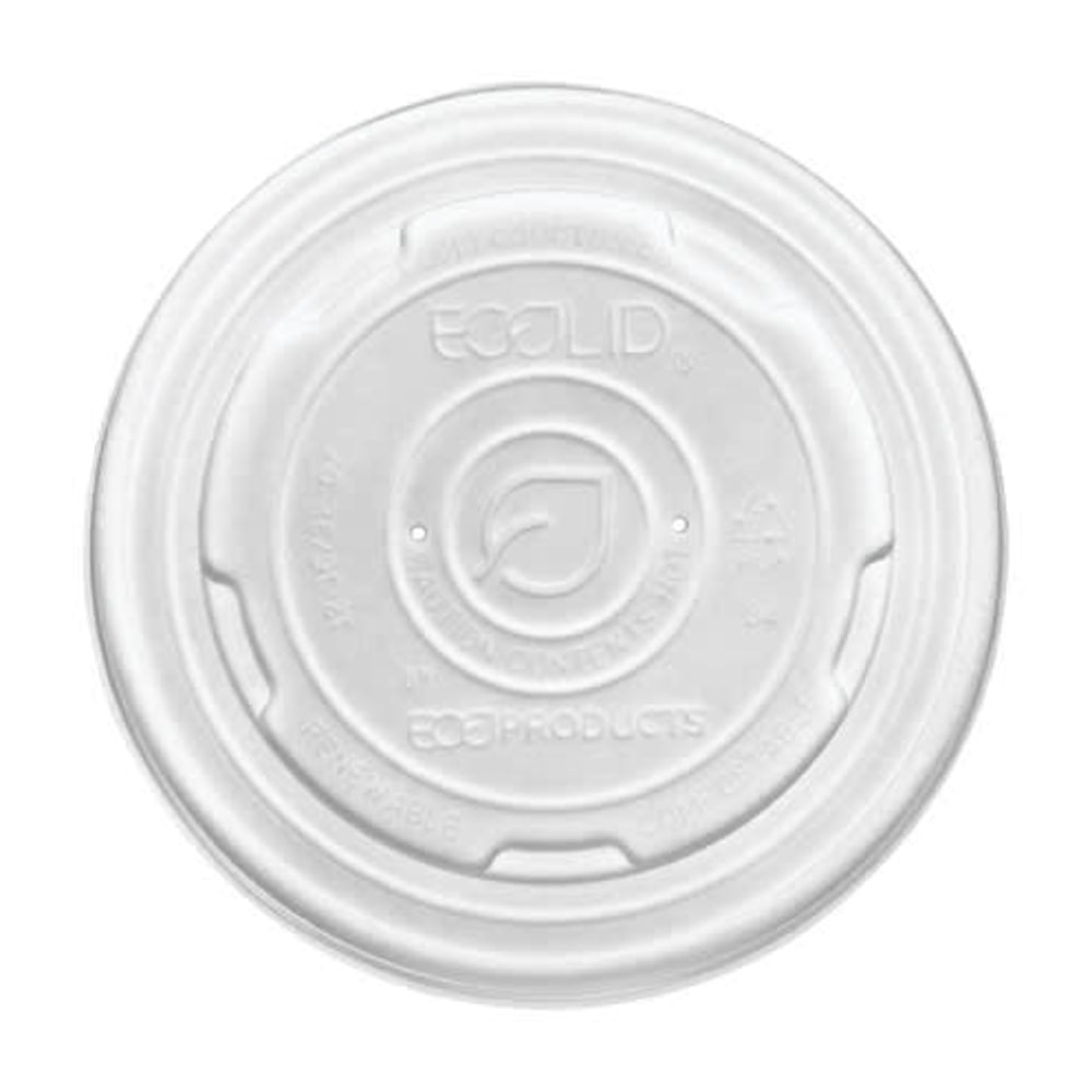 Eco-Products World Art PLA-Laminated Soup Container Lids, For 32-Oz Containers, White, 50 Lids Per Pack, Carton Of 10 Packs