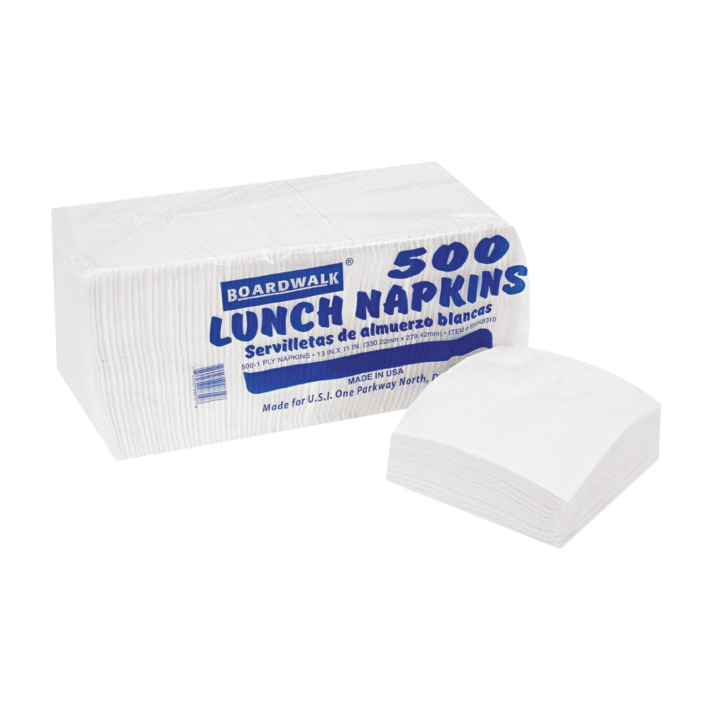 Boardwalk 1/4-Fold 1-Ply Lunch Napkins, 11in x 13in, White, Pack Of 500, Case Of 12