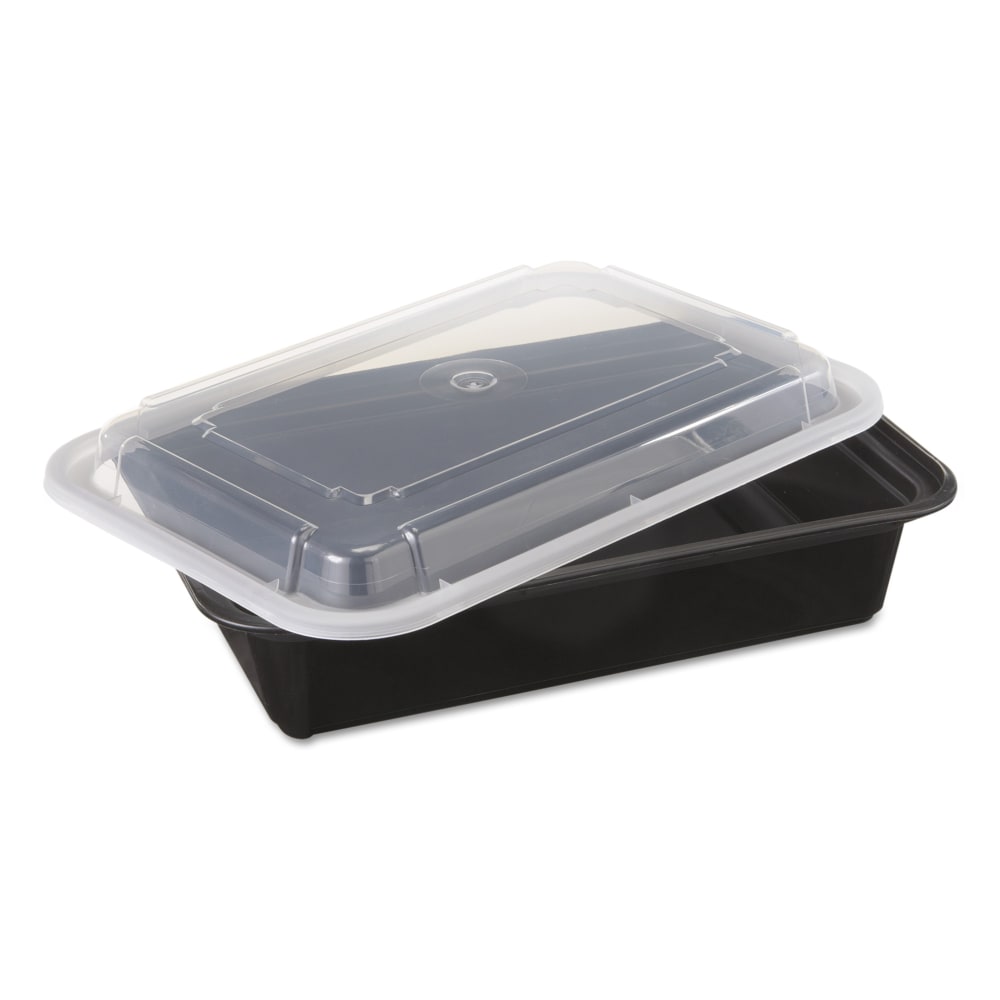 Pactiv VERSAtainer Containers, 38 Oz, Black/Clear, Pack Of 150 Containers