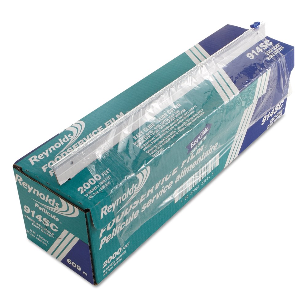 Reynolds Wrap PVC Food Wrap Film With Easy Glide Slide Cutter Box, 18in x 2,000ft, Clear