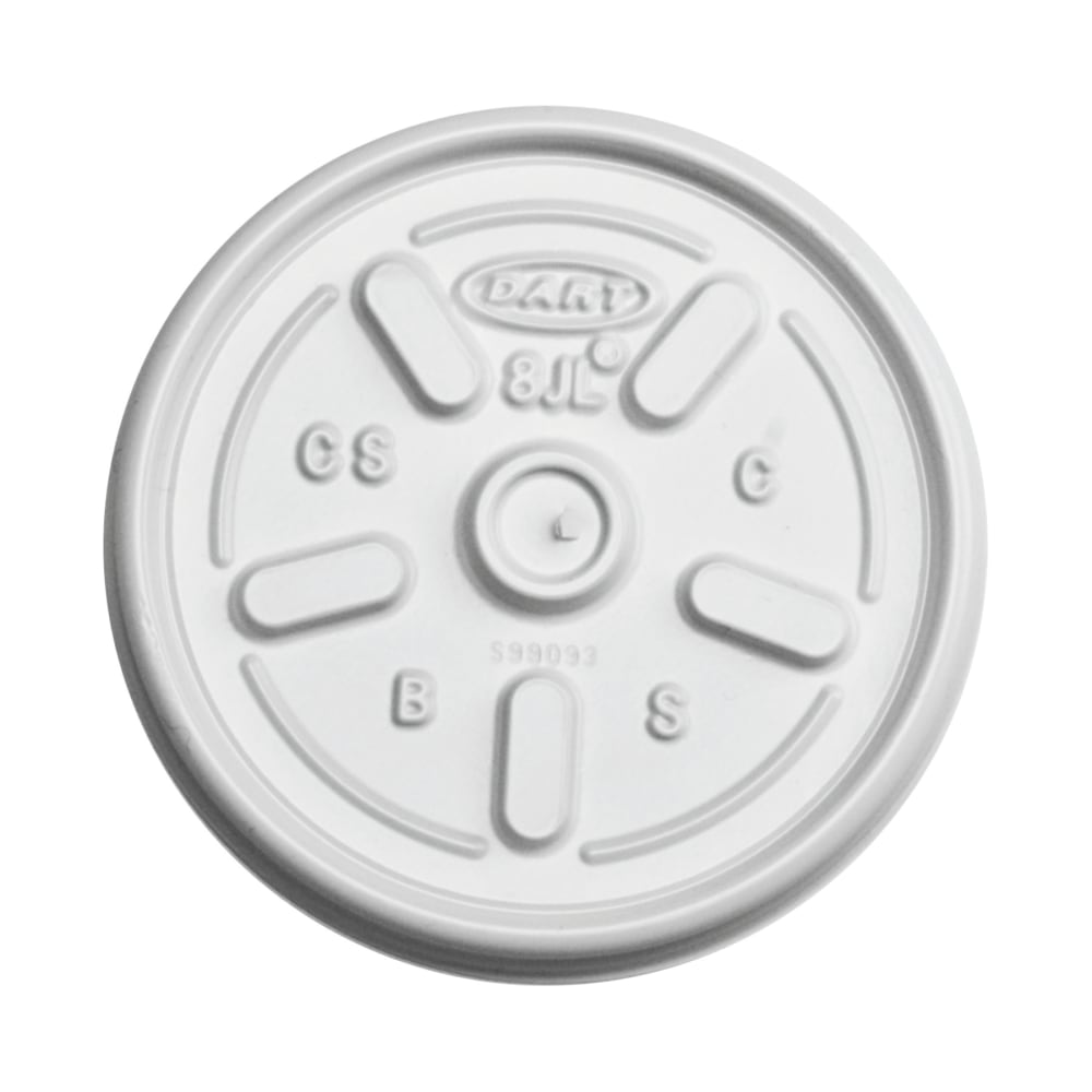 Dart Plastic Lids For 3.5 - 10 Oz Foam Cups, Vented, White, Pack Of 1,000 Lids