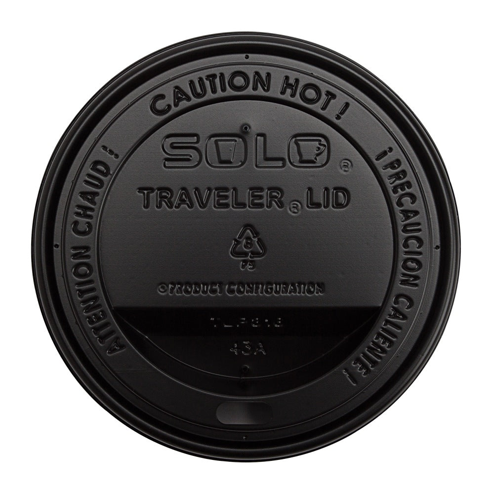 Solo Cup Traveler Drink-Thru Lids For 10 - 24 Oz Cups, Black, Carton Of 1000 Lids