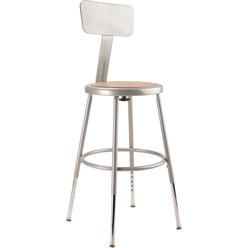 National Public Seating Adjustable Hardboard Task Stool 19in-27inH, Gray Seat/Gray Frame