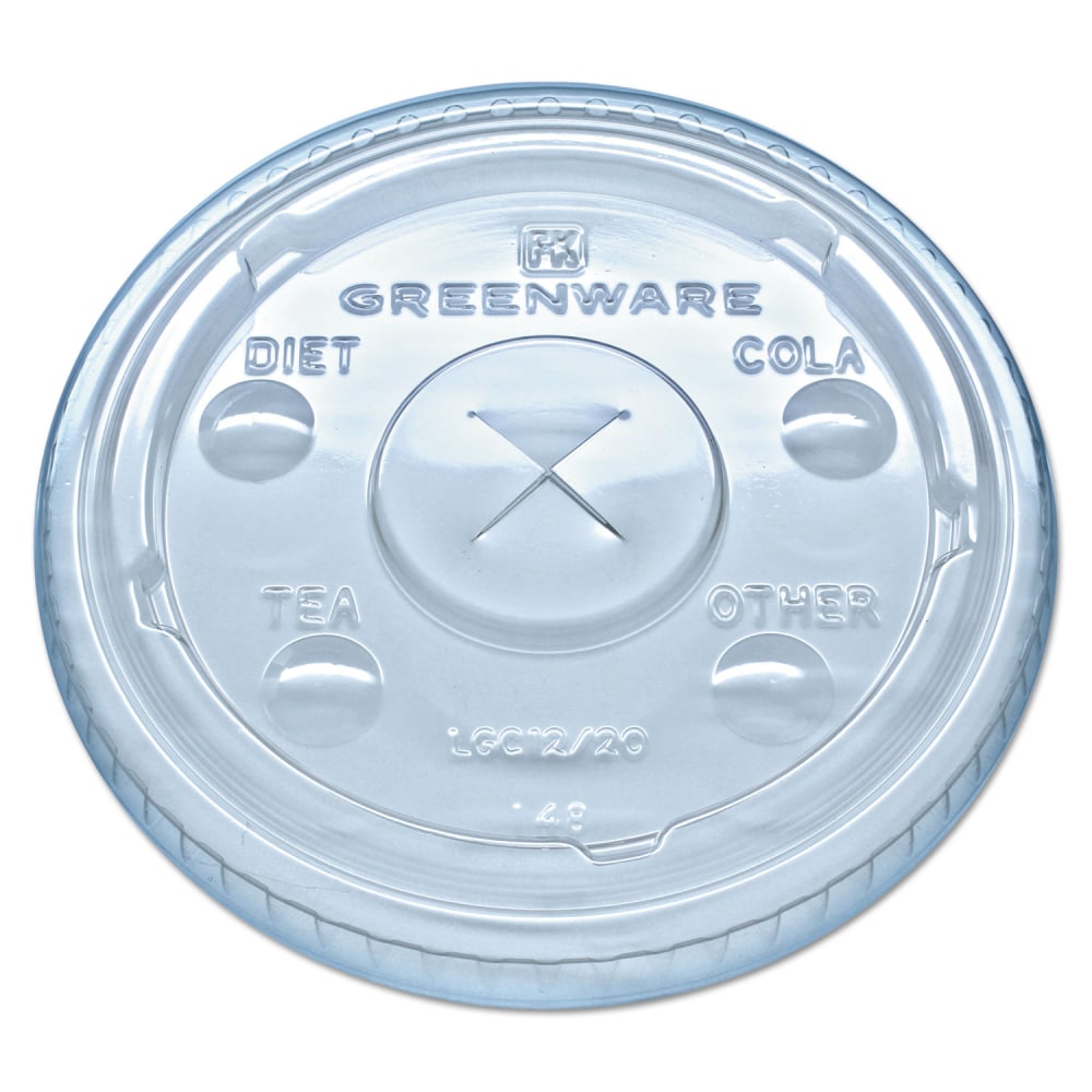 Fabri-Kal Greenware Cold Drink Cup Lids, Fits 9-, 12- And 20-Oz Cups, Clear, Carton Of 1,000 Lids