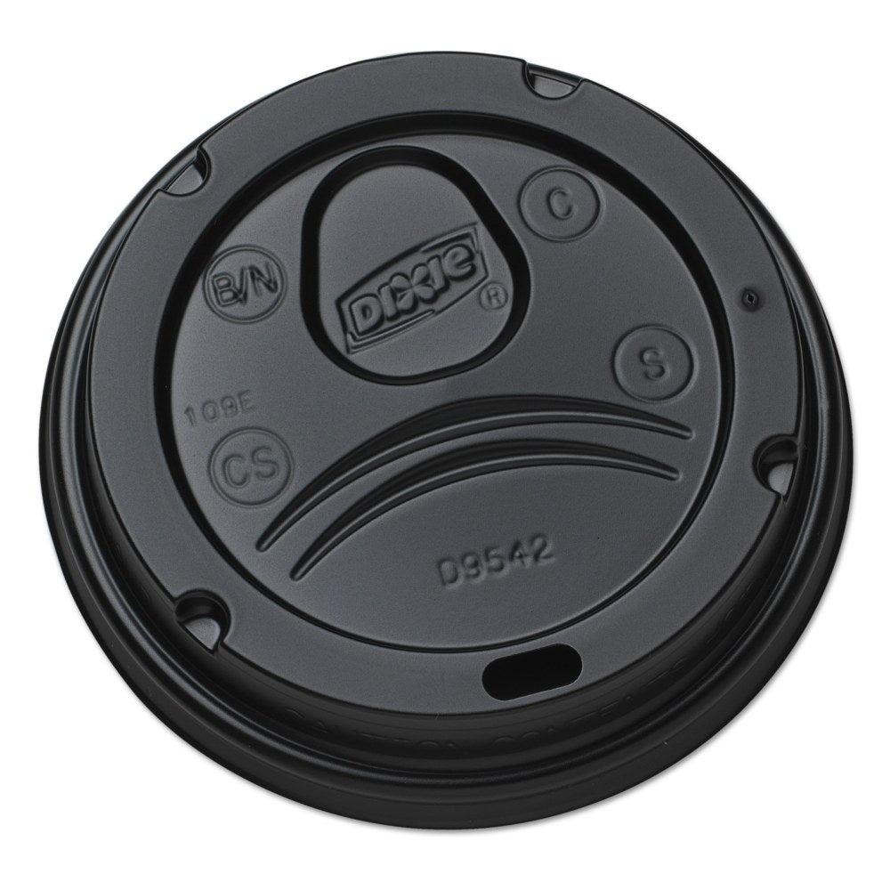 Dixie Drink-Thru Lids For 10-20 Oz Cups, Black, Box Of 1,000 Lids