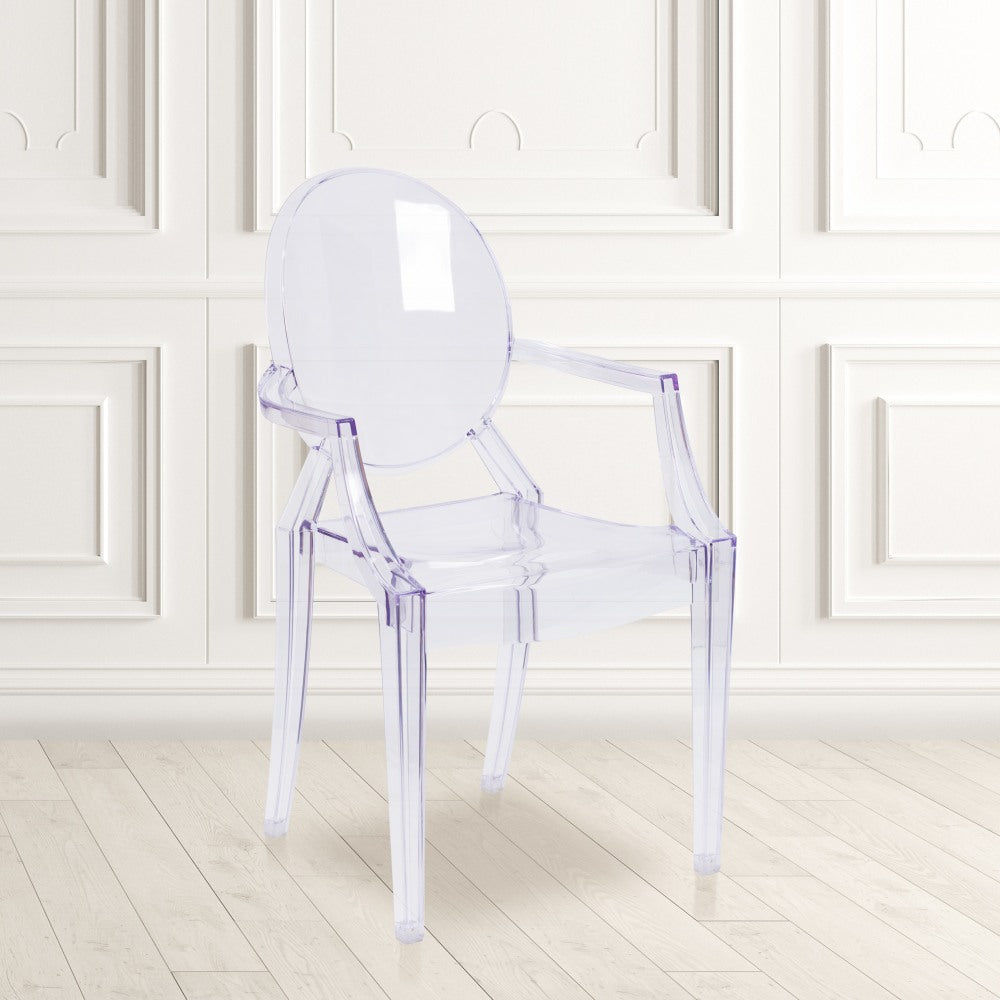 Flash Furniture Ghost Chairs With Arms, Clear, Pack Of 4 Chairs