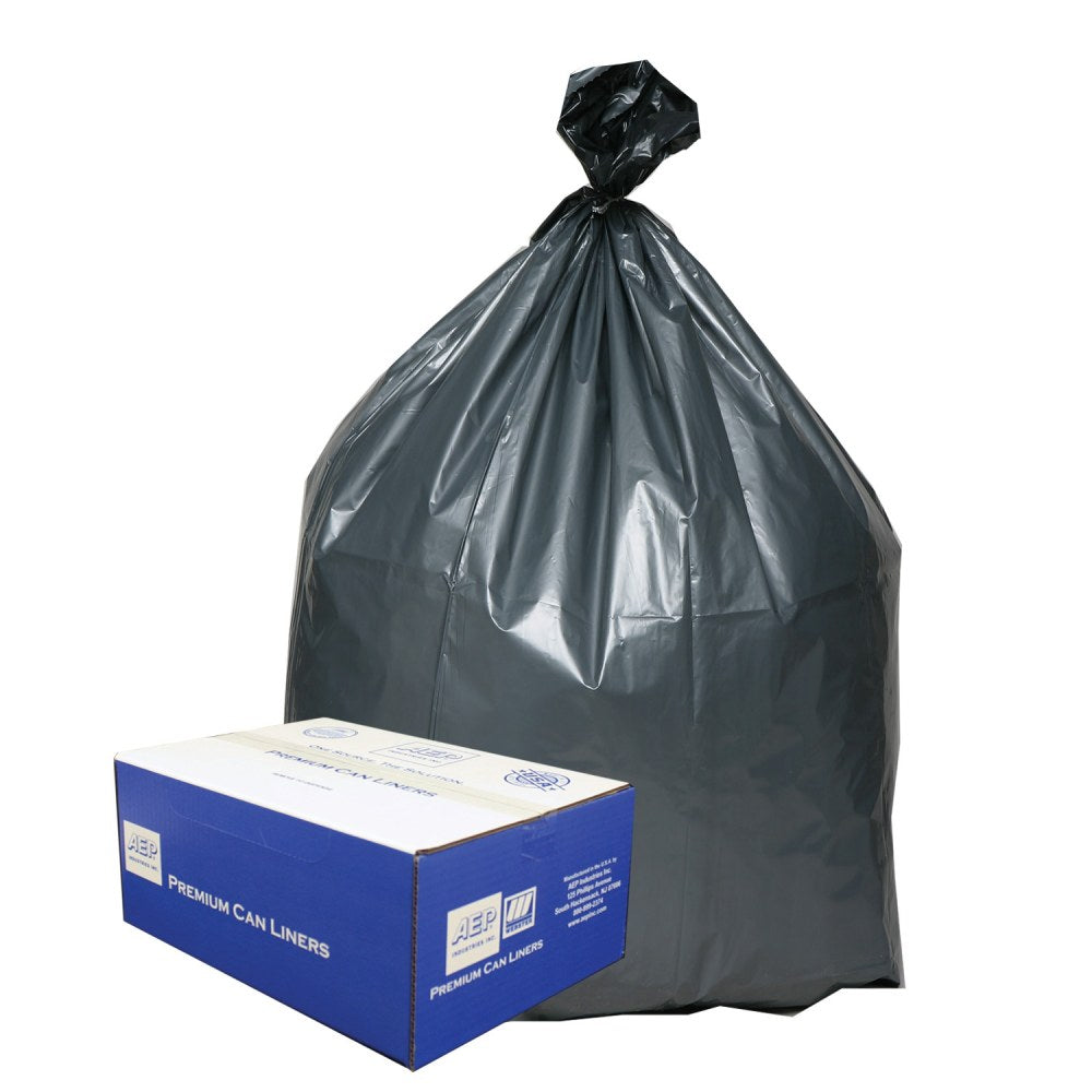 Webster Platinum Plus 1.55 mil Trash Bags, 55 gal, 39inH x 56inW, 70% Recycled, Black & Silver, 50 Bags