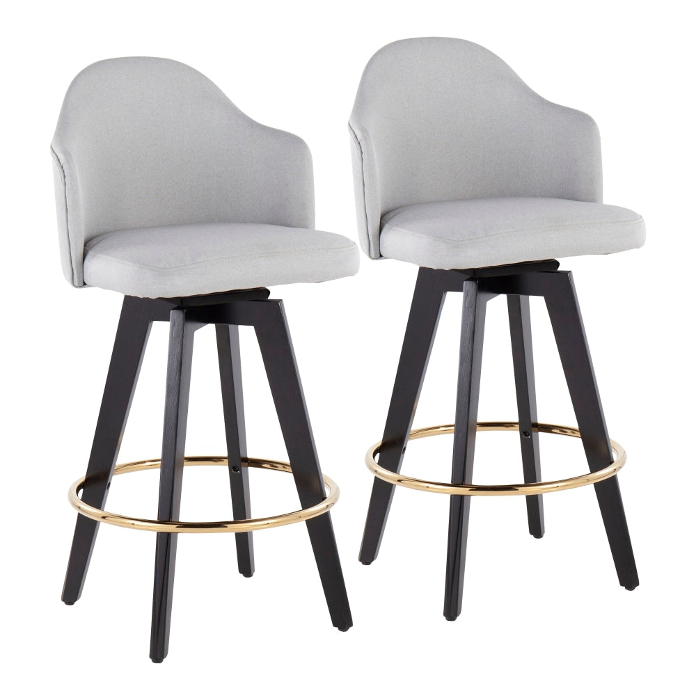 LumiSource Ahoy Fabric Counter Stools, Black/Light Gray, Set Of 2 Stools