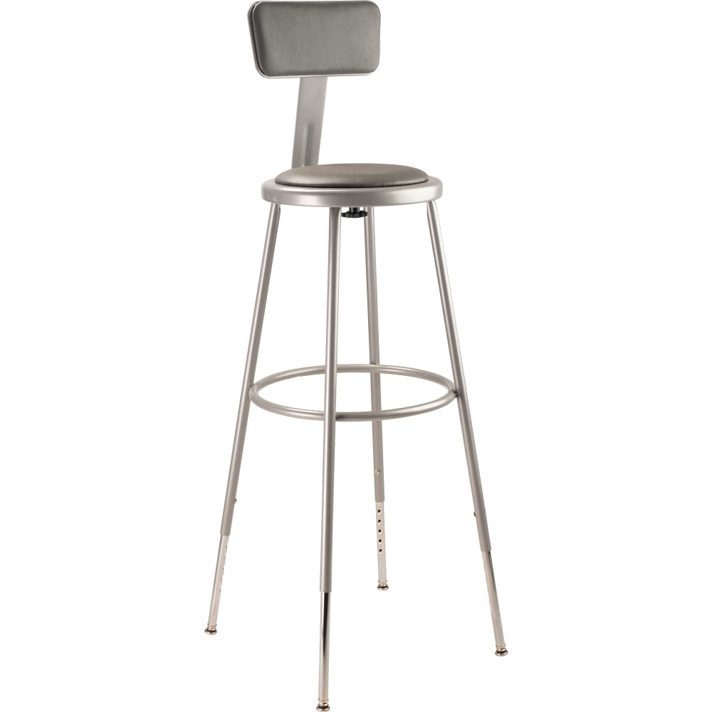 National Public Seating Adjustable Vinyl-Padded Task Stool, Gray Seat/Gray Frame