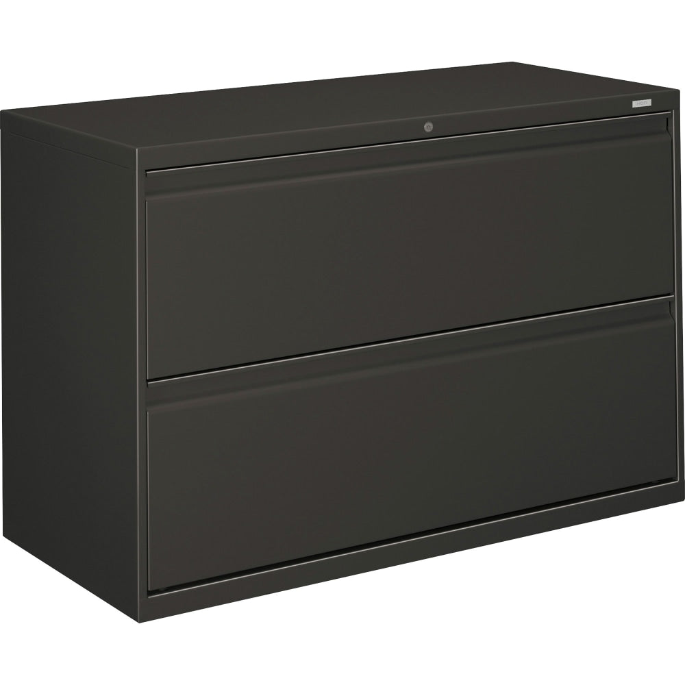 HON 800 42inW x 19-1/4inD Lateral 2-Drawer File Cabinet With Lock, Charcoal