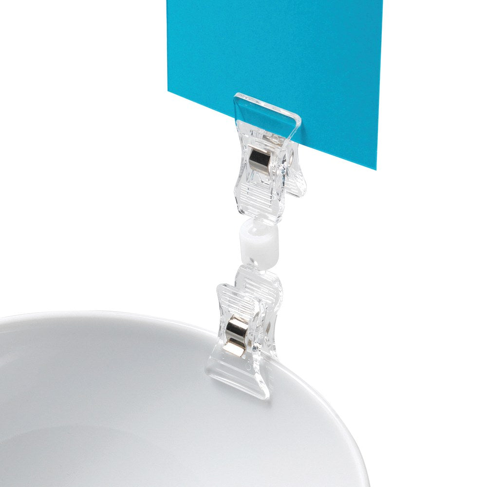 Deflecto VersaGrip Sign Holder With 2 Clips, 3 1/2inH x 7/8inW x 1/2inD, Clear, Pack Of 10