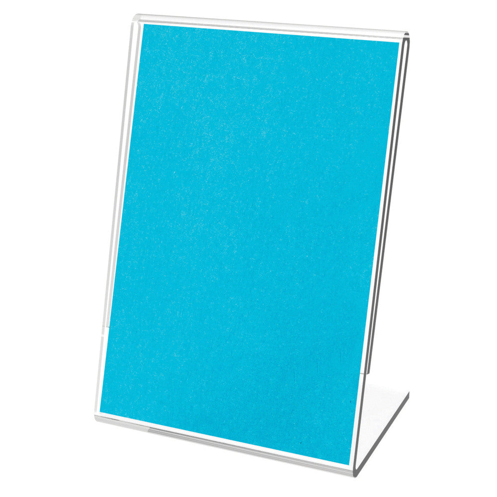 Deflecto Mini Tabletop Sign Holder, 4 1/8inH x 3inW x 1 5/8inD, Clear, Pack Of 10