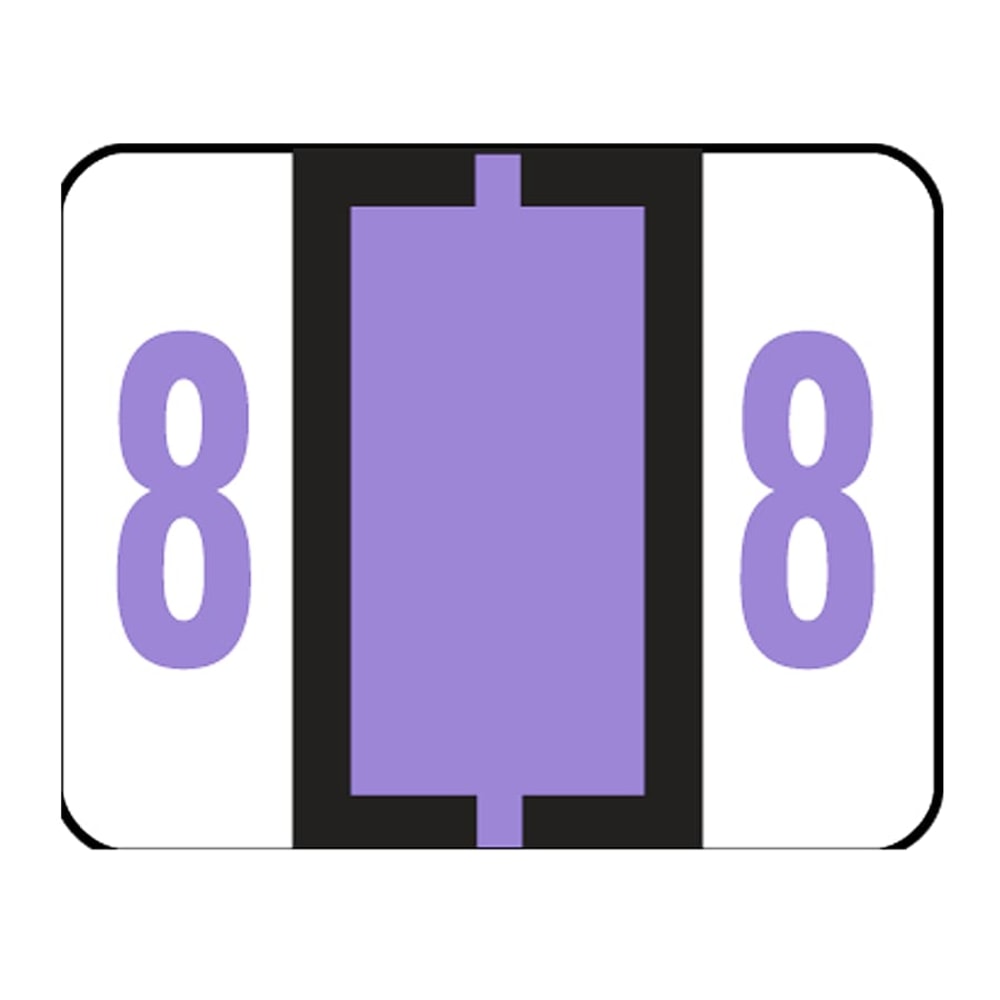 Smead BCCRN Bar-Style Permanent Numerical Labels, 8, Lavender, Roll Of 500