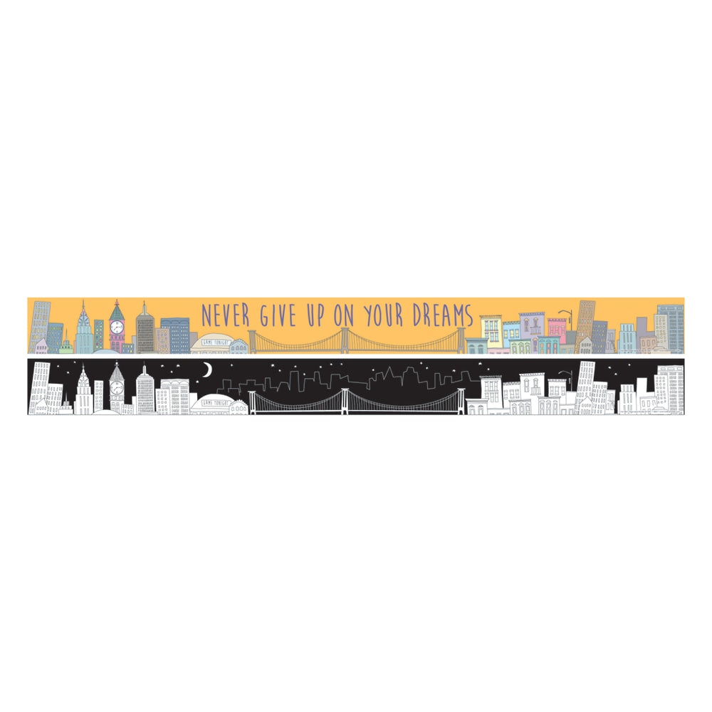 Barker Creek Double-Sided Straight-Edge Border Strips, 3in x 35in, Color Me! Cityscape, Pack Of 12