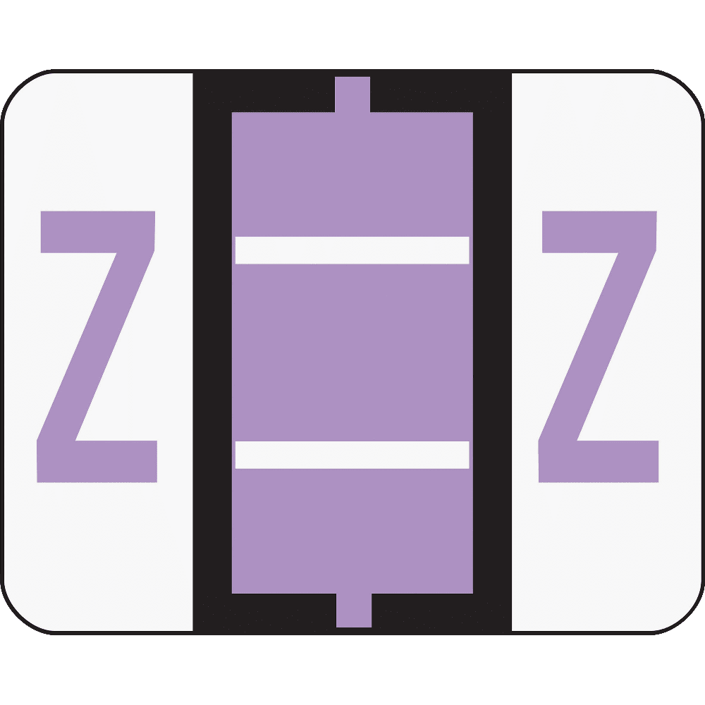 Smead BCCR Bar-Style Permanent Alphabetical Labels, Z, Lavender, Roll Of 500