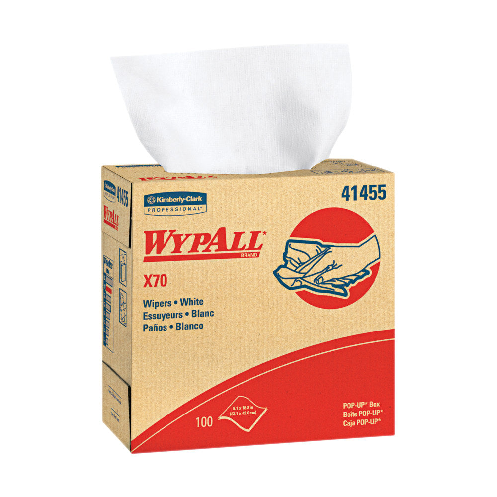 Wypall X70 Cloths - 9.10in x 16.80in - White - Hydroknit - Durable, Absorbent, Strong, Reusable, Embossed - For Multipurpose - 100 Per Box - 100 / Box