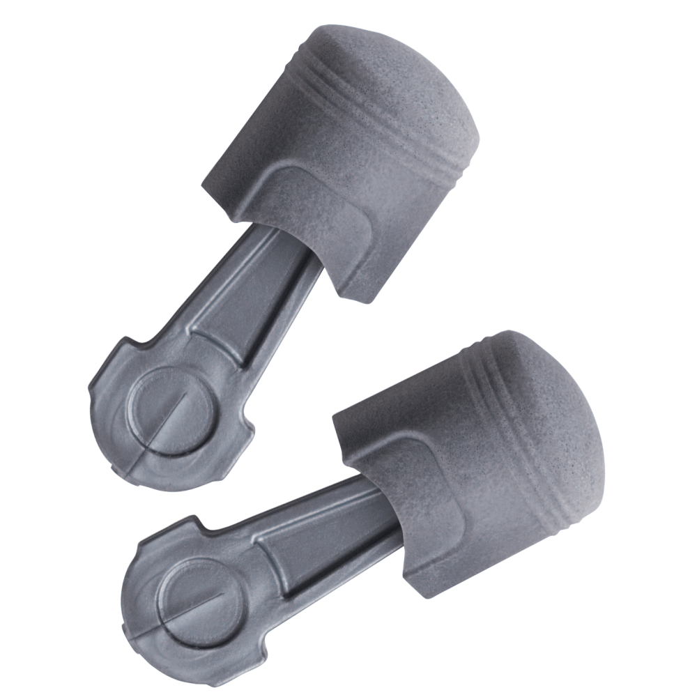 Pistonz Earplug, Polyurethane, Gray, Thumb-Grip, Uncorded