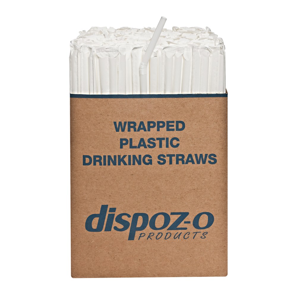 D&W Dispoz-o 7-3/4in Straws - 7.8in Length - Polypropylene - 1600 / Carton - Translucent