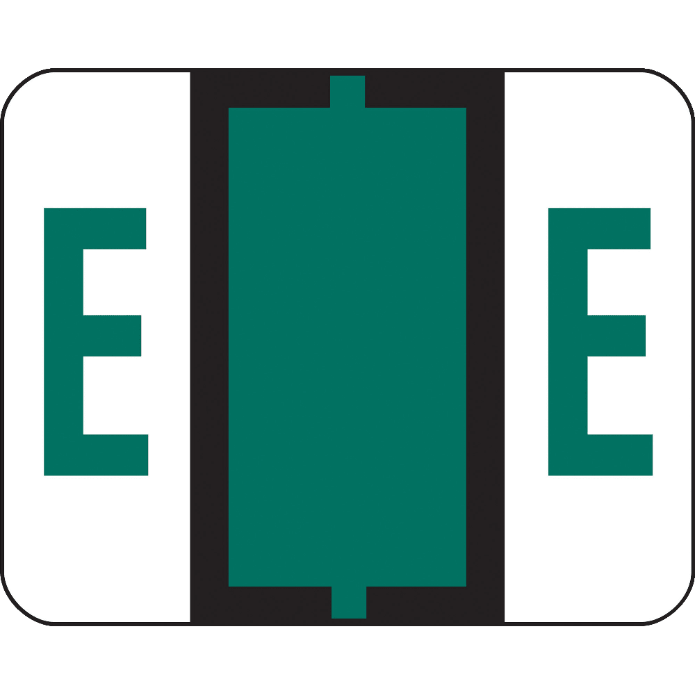 Smead BCCR Bar-Style Permanent Alphabetical Labels, E, Dark Green, Roll Of 500