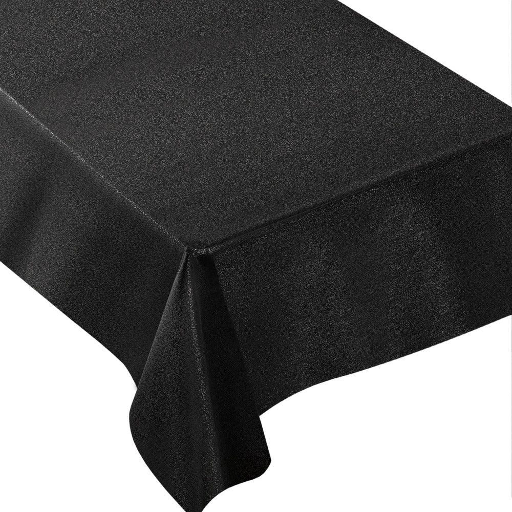 Amscan Metallic Fabric Table Cover, 60in x 104in, Black