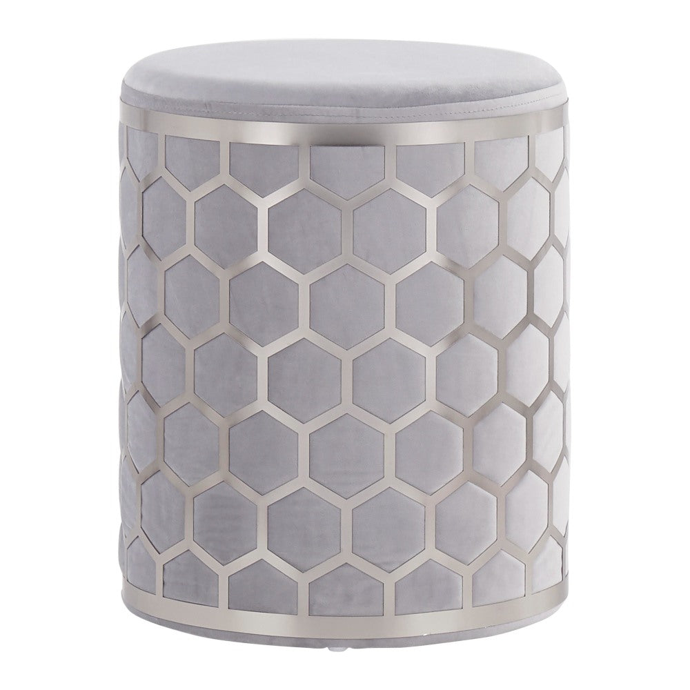 LumiSource Honeycomb Ottoman, Chrome/Silver