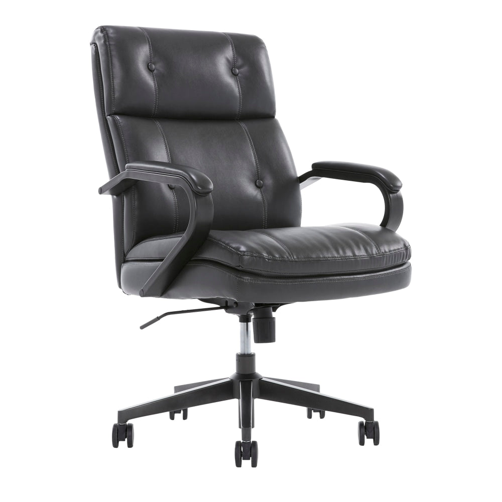 Serta SitTrue Belterra Faux Leather Mid-Back Manager Chair, Black