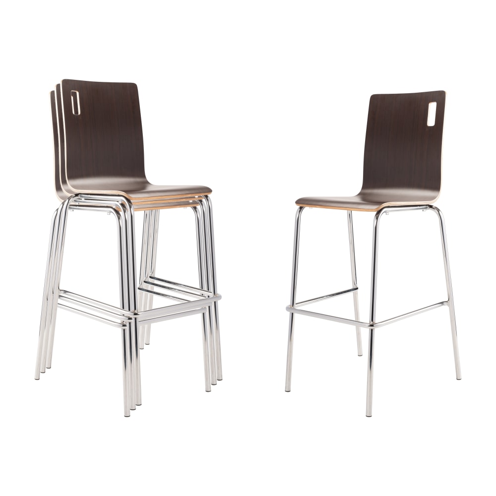National Public Seating Bushwick Series Wood Cafe Chairs, Espresso, Set Of 4 Chairs