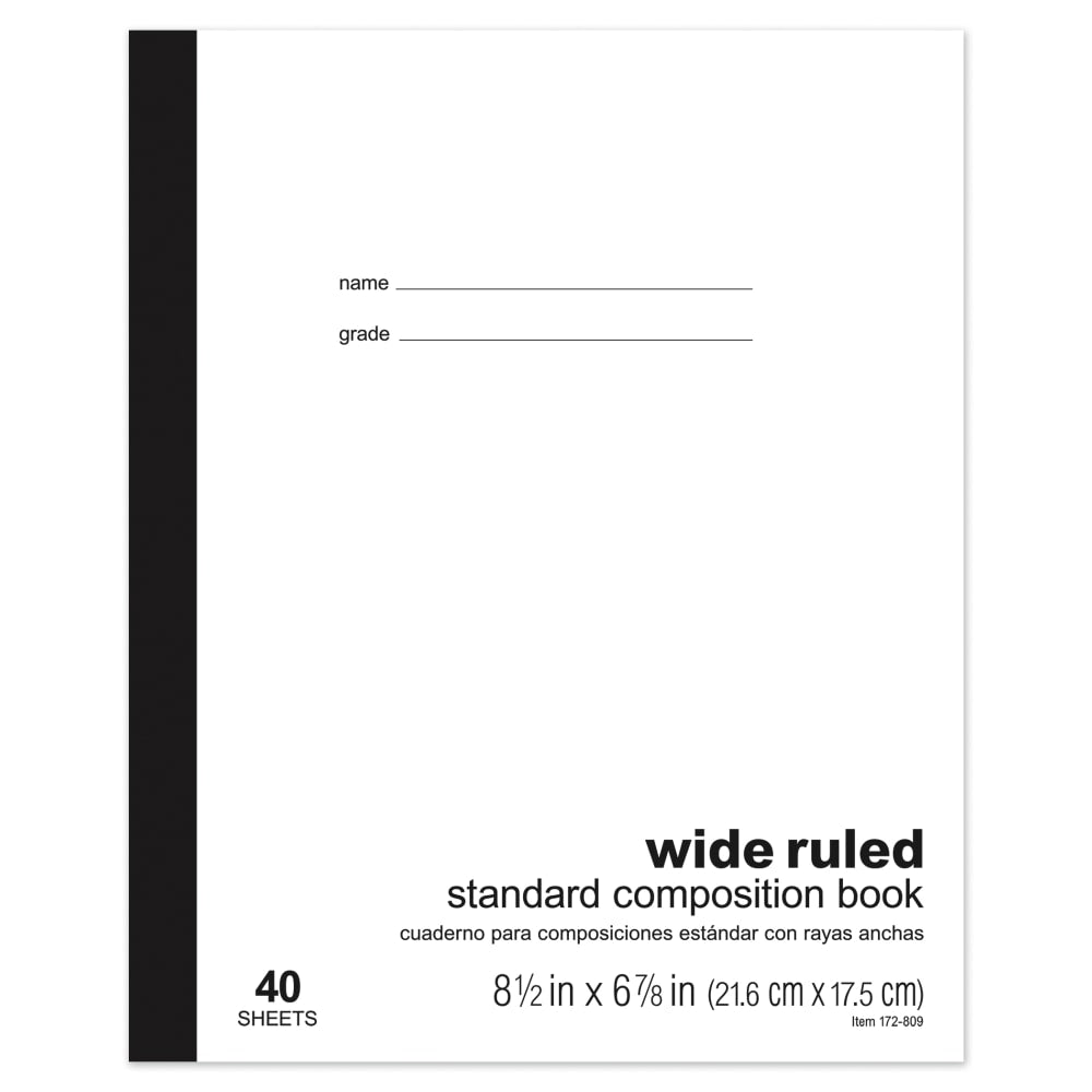 Office Depot Brand Standard Composition Book, 6 7/8in x 8 1/2in, Wide Ruled, 40 Sheets