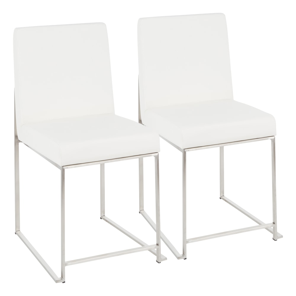 LumiSource High-Back Fuji Dining Chairs, Silver/White, Set Of 2 Chairs