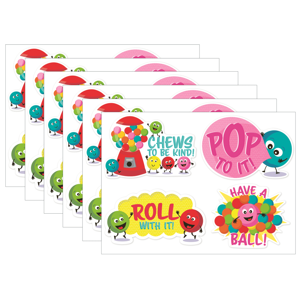 Eureka Jumbo Scented Stickers, Bubblegum, 12 Stickers Per Pack, Set Of 6 Packs