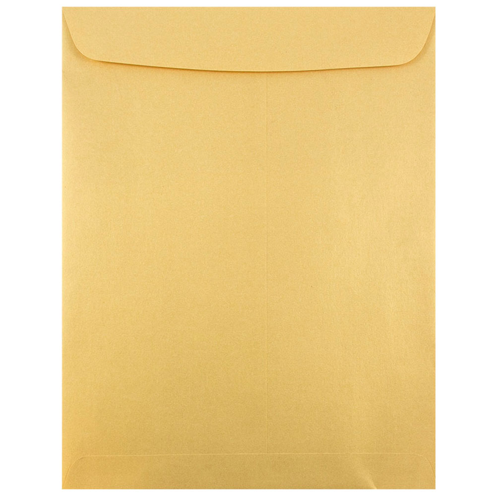 JAM Paper Open-End 10in x 13in Envelopes, Gummed Closure, Gold Metallic, Pack Of 100 Envelopes