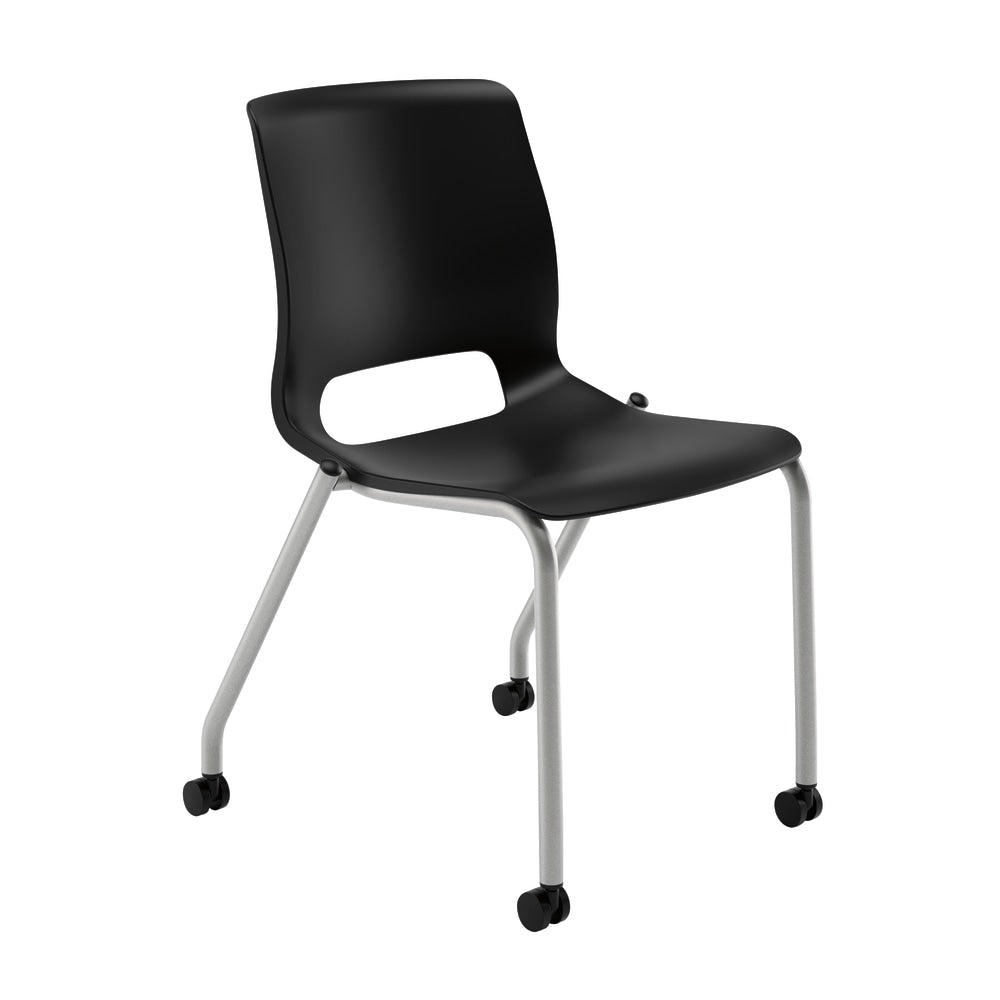 HON Motivate Stacking Chair With Casters, Onyx, Set Of 2