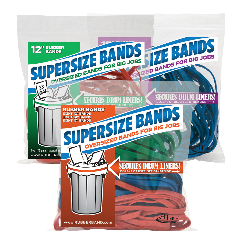 Alliance Rubber SuperSize Bands, 17in x 1/4in, Blue, Bag Of 12