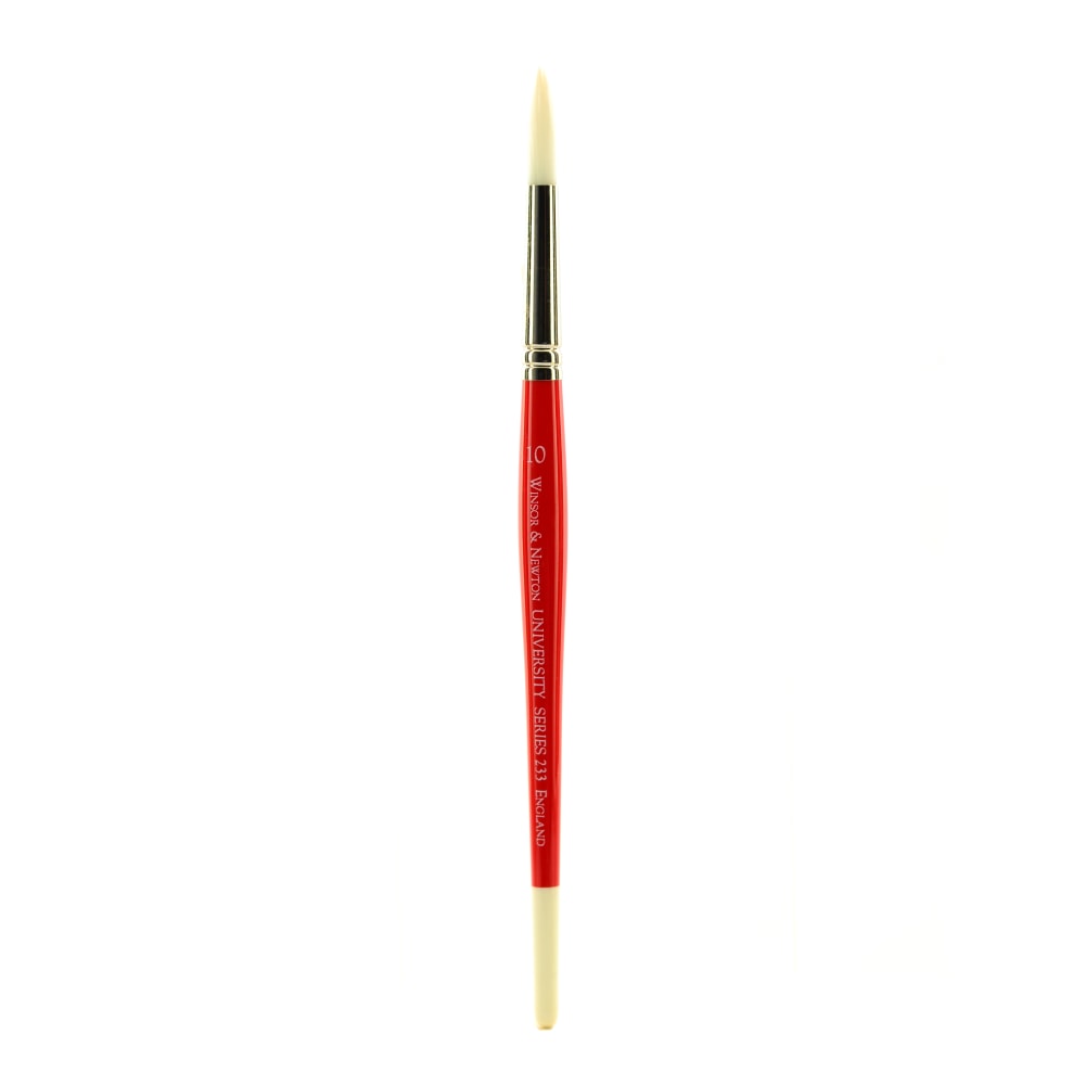 Winsor & Newton University Series Short-Handle Paint Brush, Size 10, Round Bristle, Red