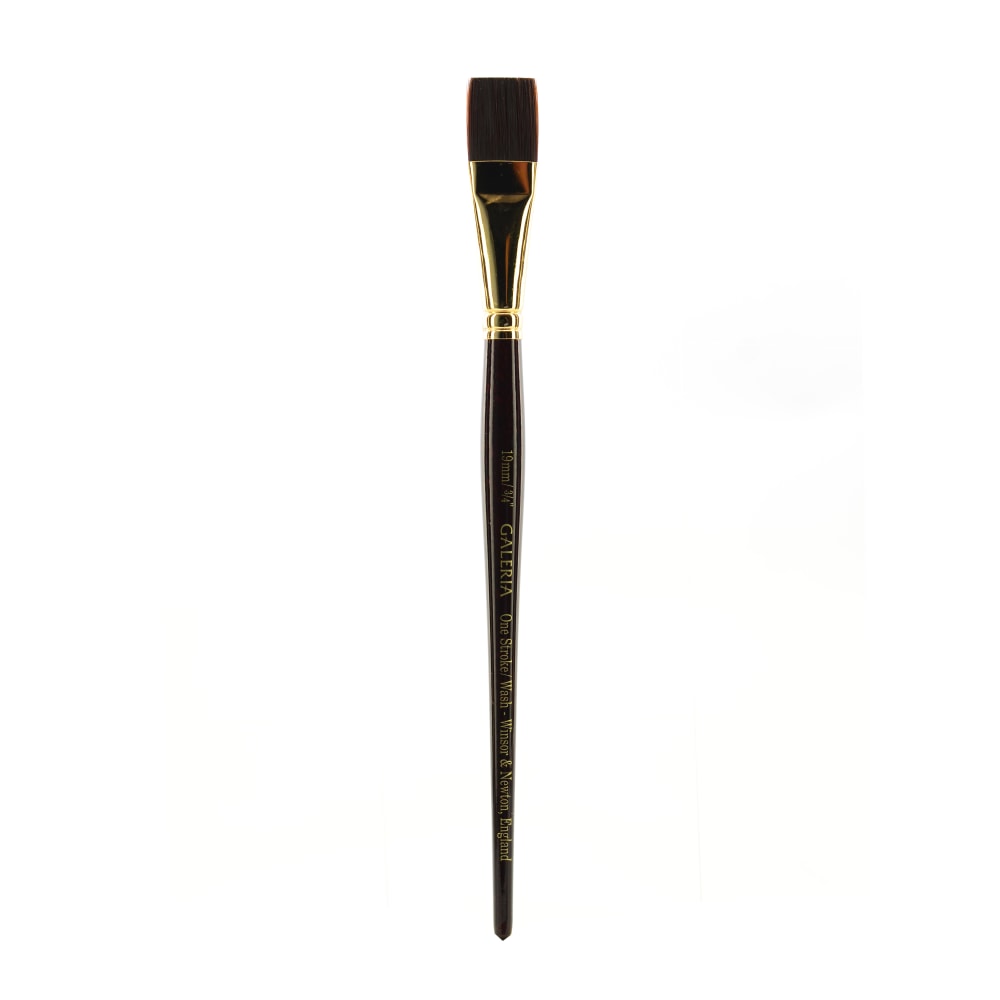 Winsor & Newton Galeria Short-Handle Paint Brush, 3/4in, One-Stroke Bristle, Polyester, Burgundy