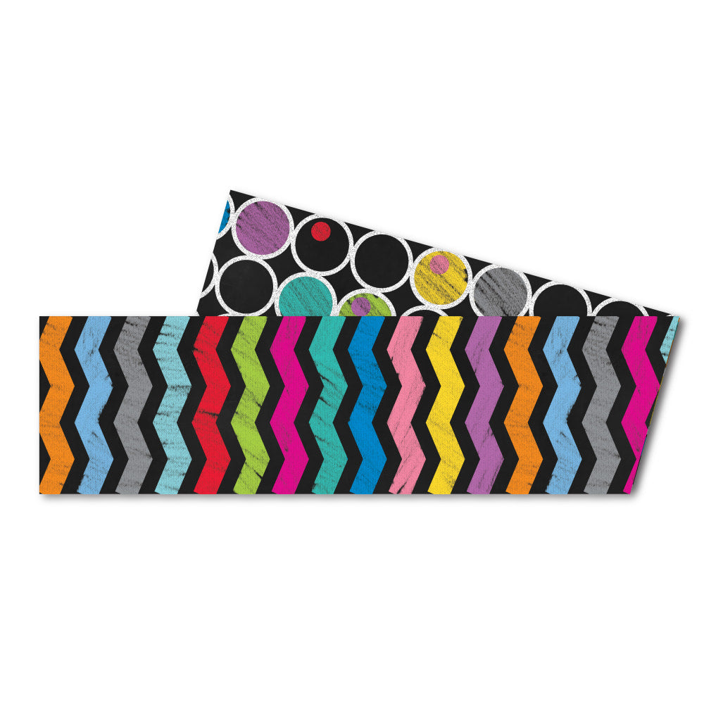 Carson-Dellosa 2-Sided Straight Borders, Colorful Chalkboard, 1/4ft" x 38 3/16ft", Multicolor, Grades Pre-K - 8, Pack Of 12