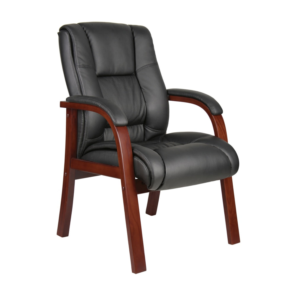 Boss Aaria Mid-Back Guest Chair, Black/Mahogany