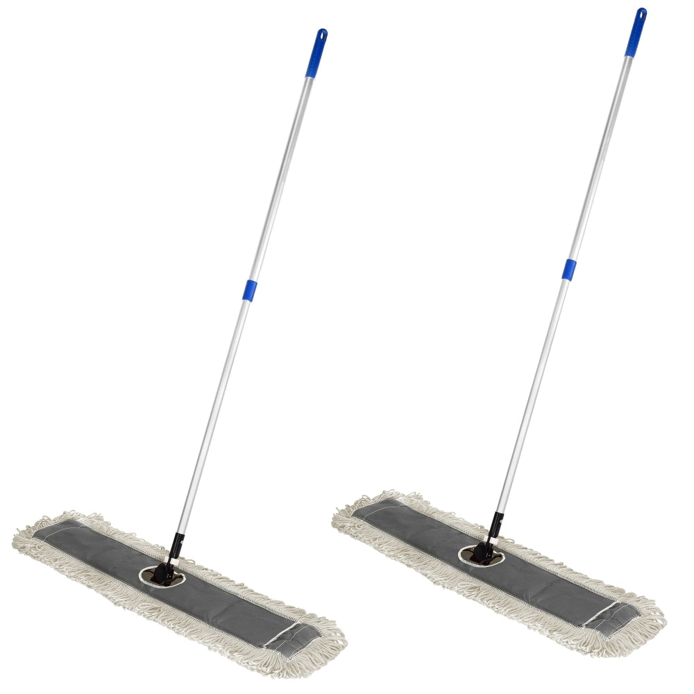 Alpine Cotton Floor Dust/Dry Mop Sets, 36in, Multicolor, Pack Of 2 Mop Sets