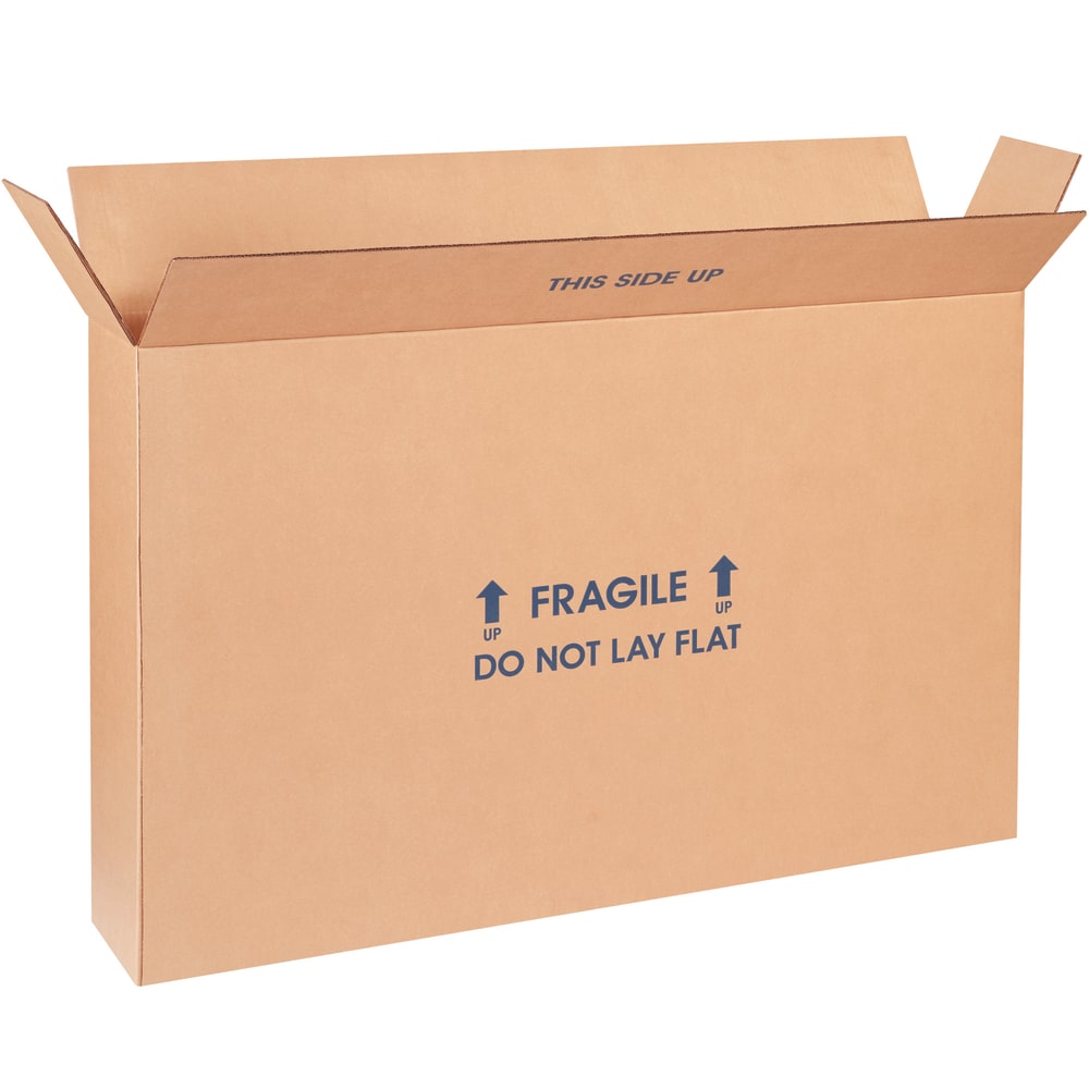 Partners Brand FOL Heavy-Duty Flat Panel TV Storage Boxes, 20in x 6in x 28in, Kraft, Case Of 5