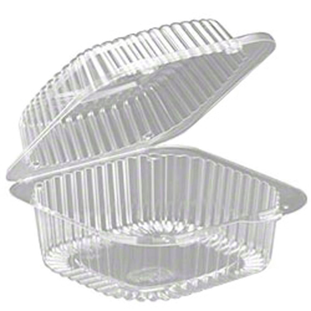 Inline Plastics Hinged Food Containers, 2 3/4inH x 6inW x 6inD, Clear, Carton Of 250