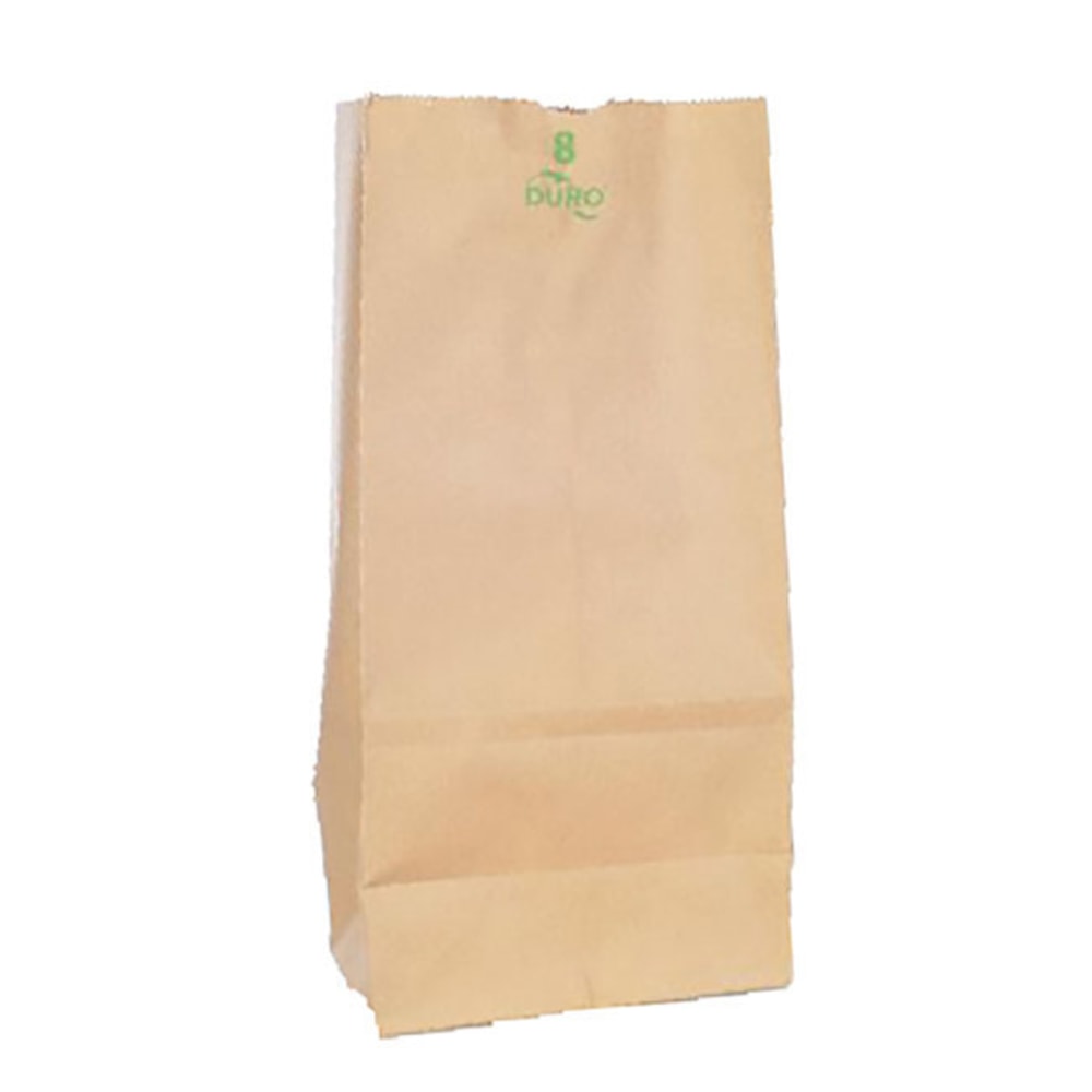 Duro Novolex #8 Paper Bags, 12 7/16inH x 6 1/8inW x 4 1/8inD, Kraft, Pack Of 500