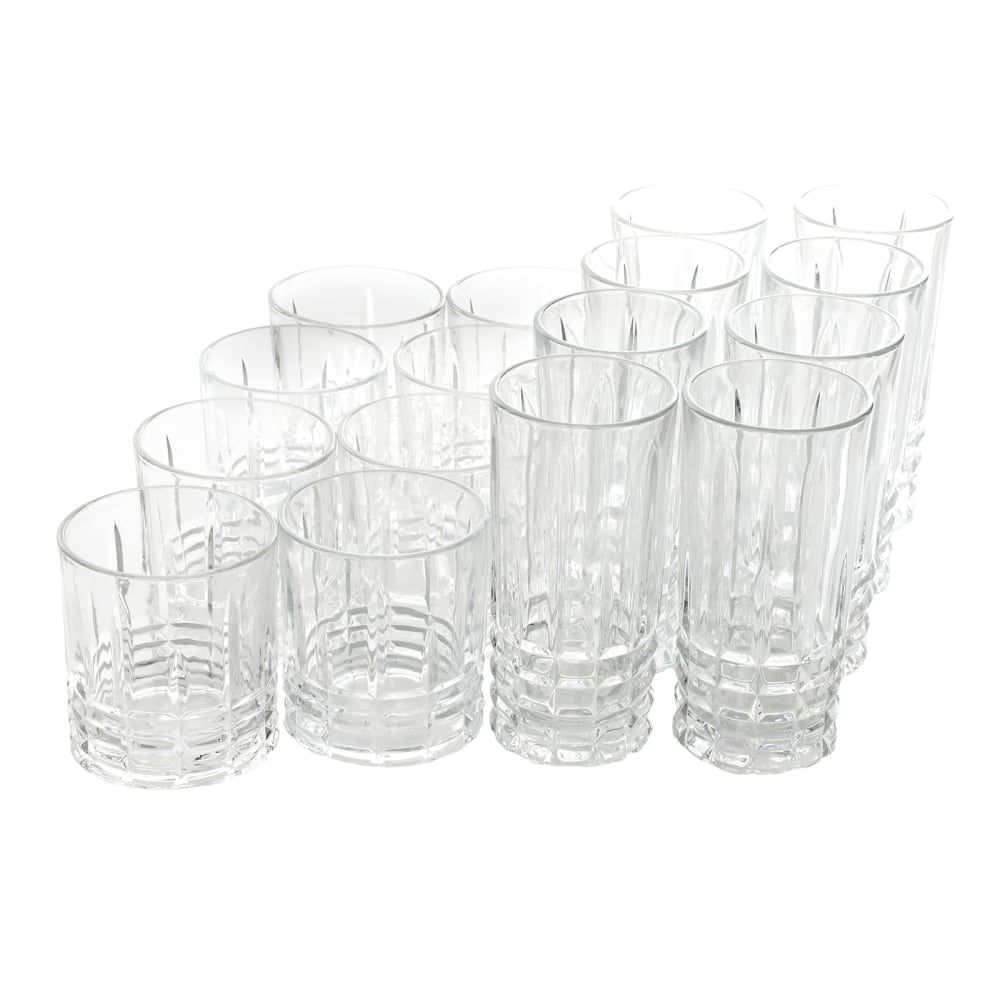 Gibson Home Jewelite 16-Piece Tumbler And Glass Set, Clear