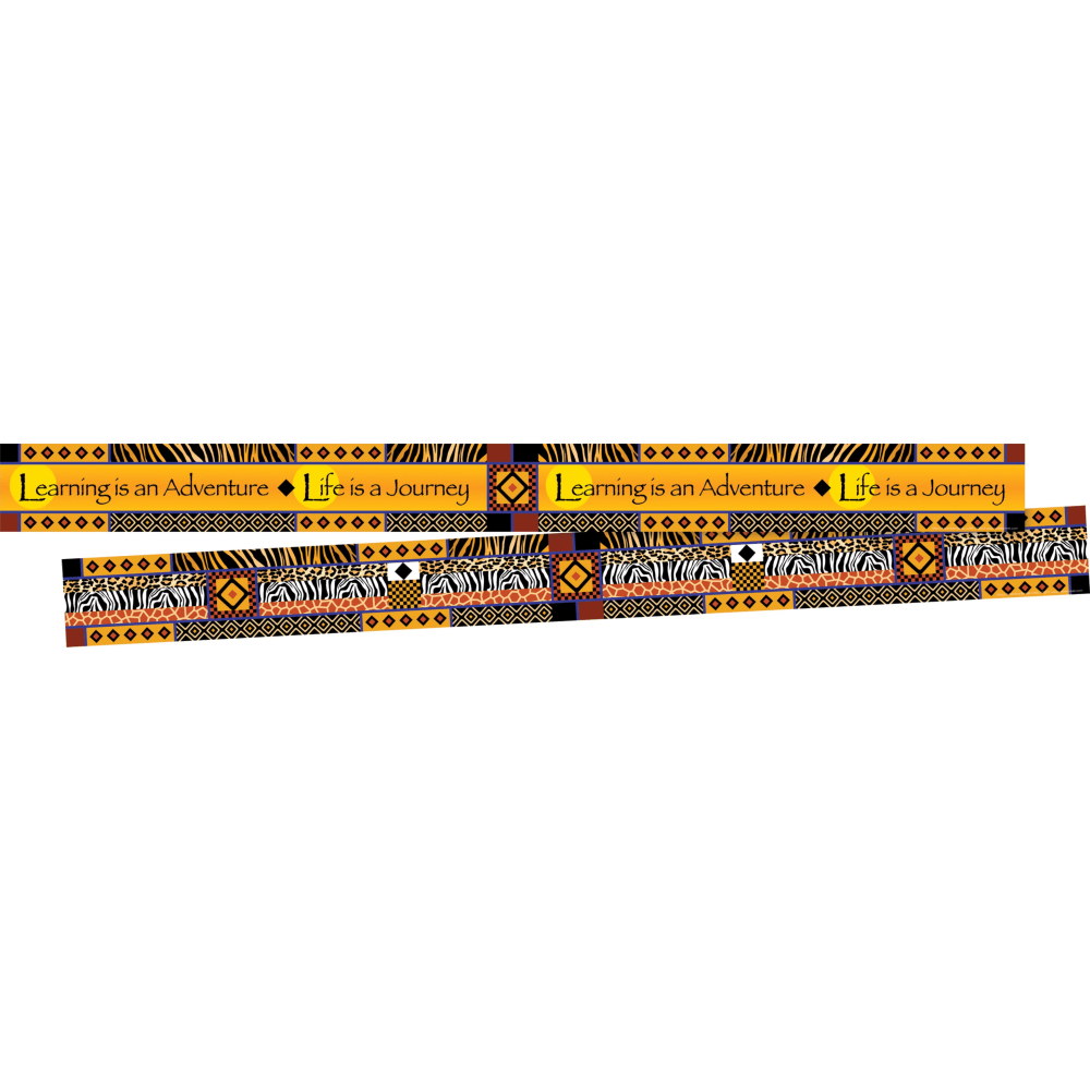 Barker Creek Double-Sided Straight-Edge Border Strips, 3in x 35in, Africa, Pack Of 12