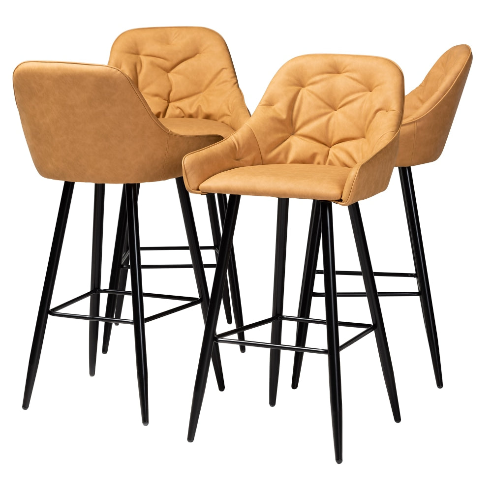 Baxton Studio Catherine Bar Stools, Tan, Pack of 4