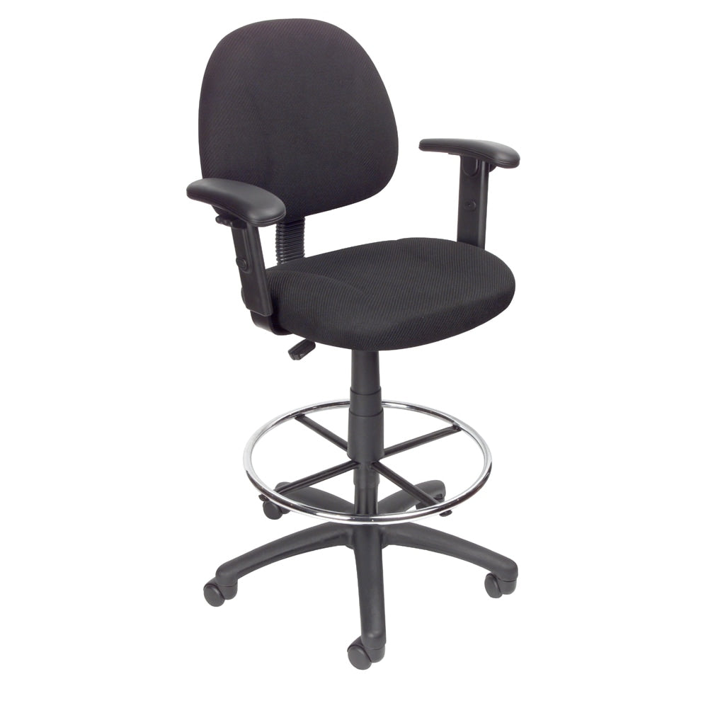 Boss Office Products Drafting Stool, Adjustable Arms, Black, B1616-BK