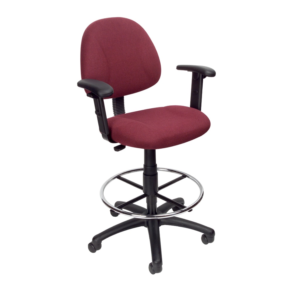 Boss Office Products Drafting Stool, Adjustable Arms, Burgundy, B1616-BY
